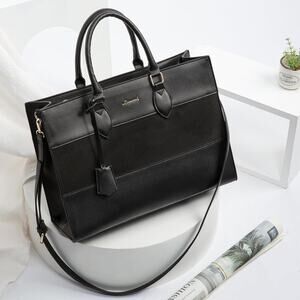 Lovevook Colorblock Vegan Leather Laptop Briefcase Tote Bag
